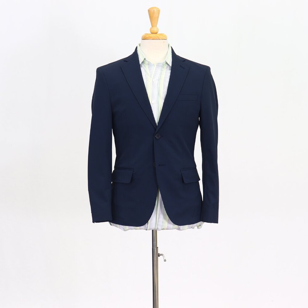 Perry Ellis 38S Blue Blazer Sport Coat Jacket 2-Button Solid Y868